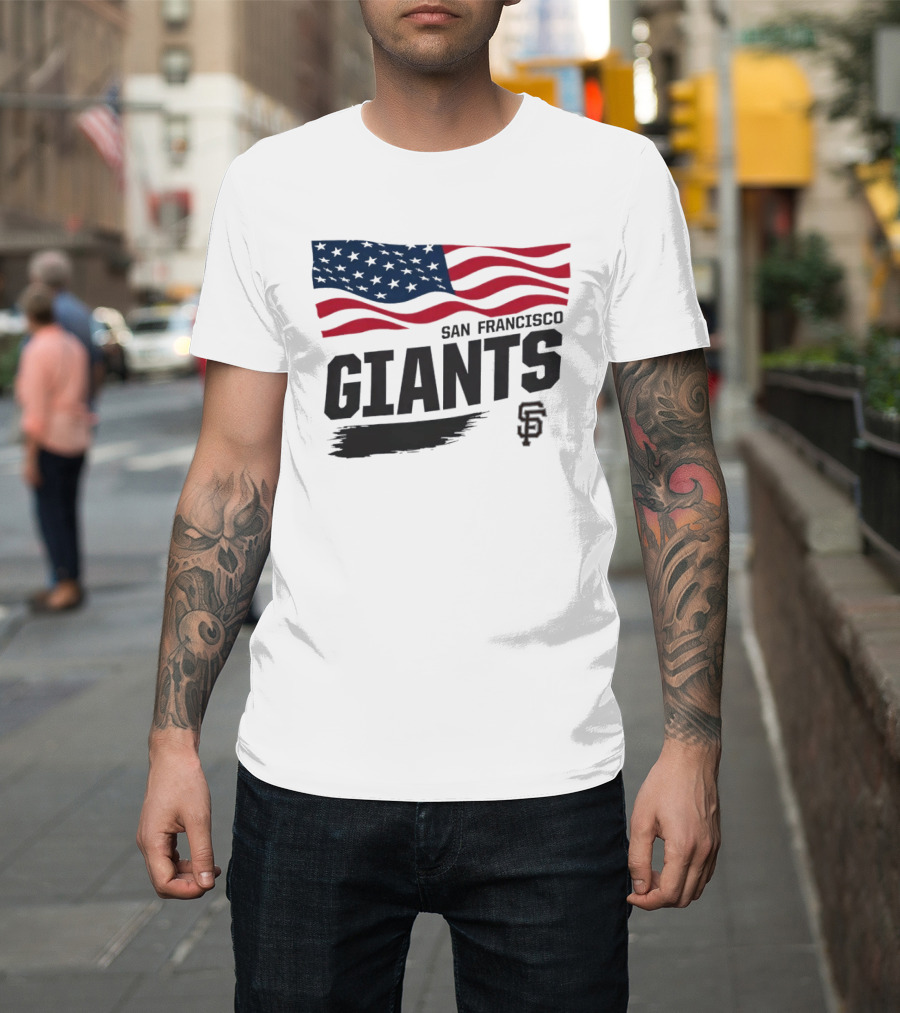 San Francisco Giants American Flag SF Baseball T-Shirt