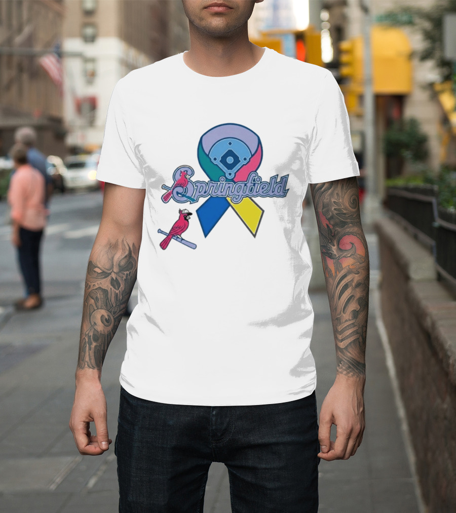 Springfield Cardinals Awareness Ribbon Baseball Team Unity T-Shirt