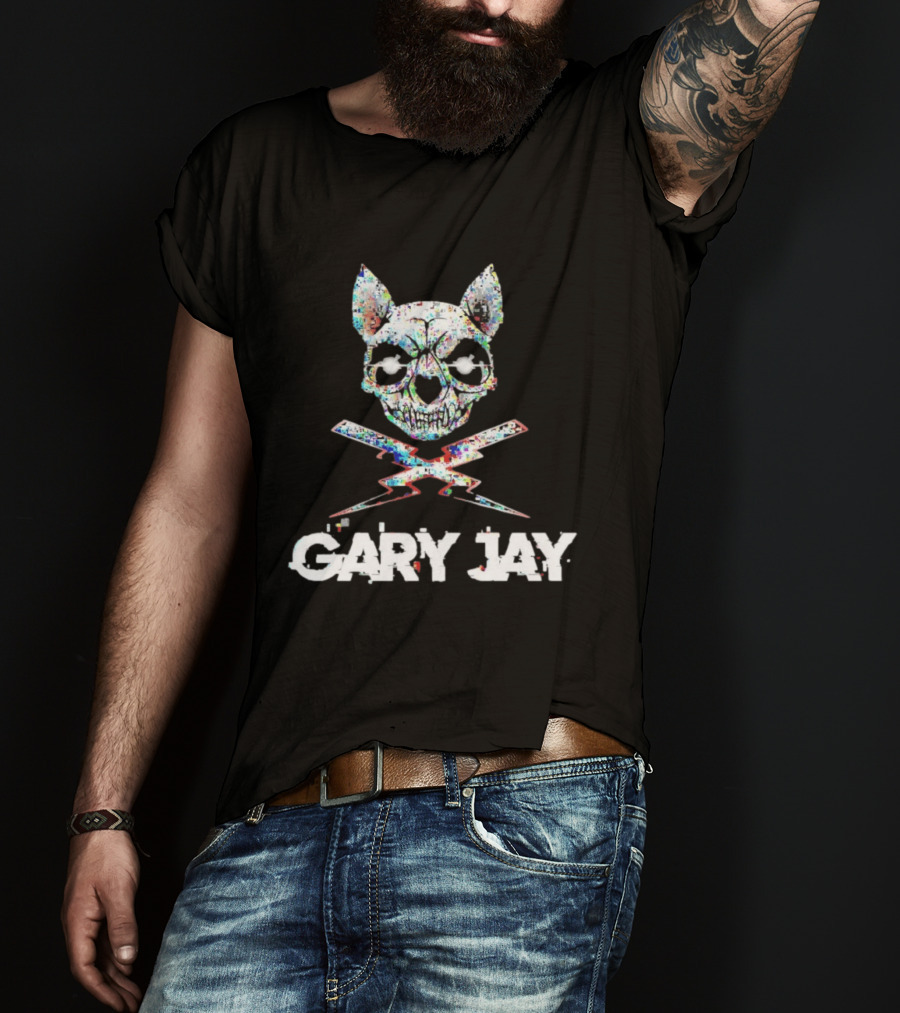 Gary Jay Glitch Skull Lightning Edgy Vivid T-Shirt