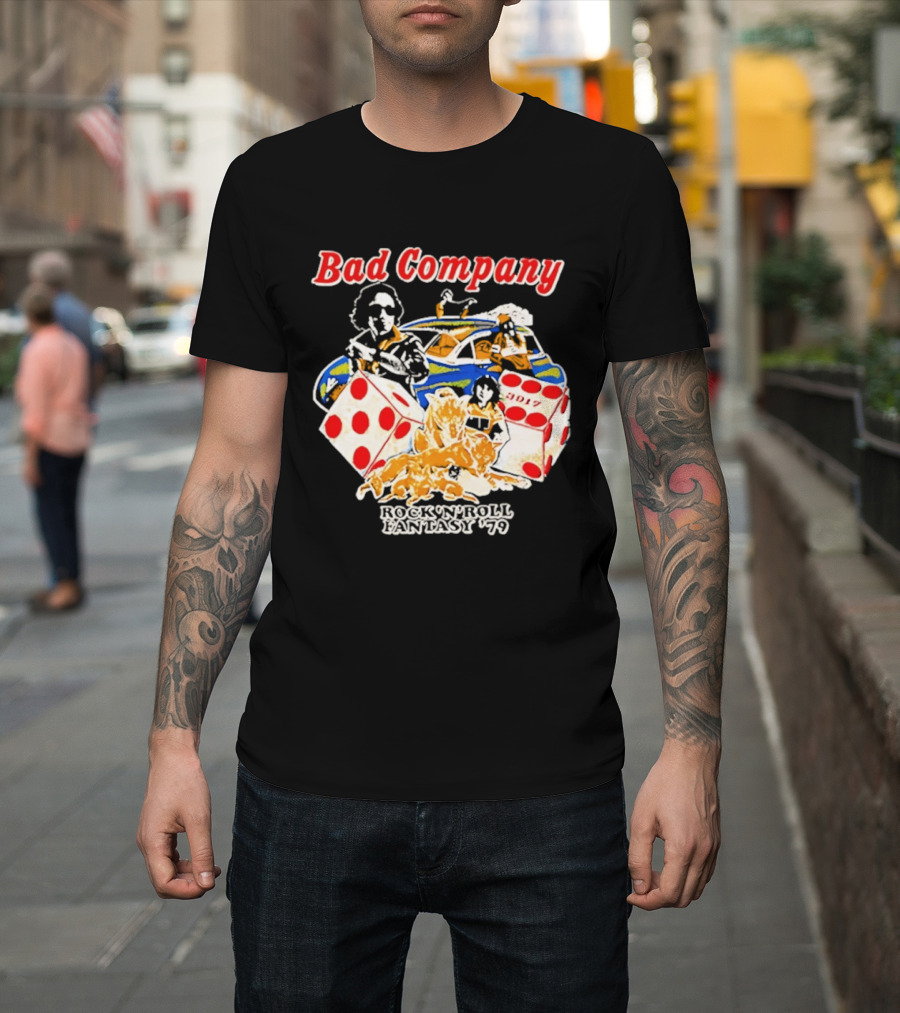 Bad Company Rock N Roll Fantasy '90 Dice And Muscle Car T-Shirt