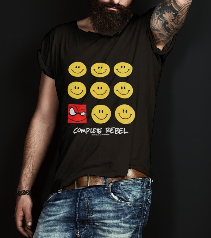 Complete Rebel Smiley Faces Red Square T-Shirt