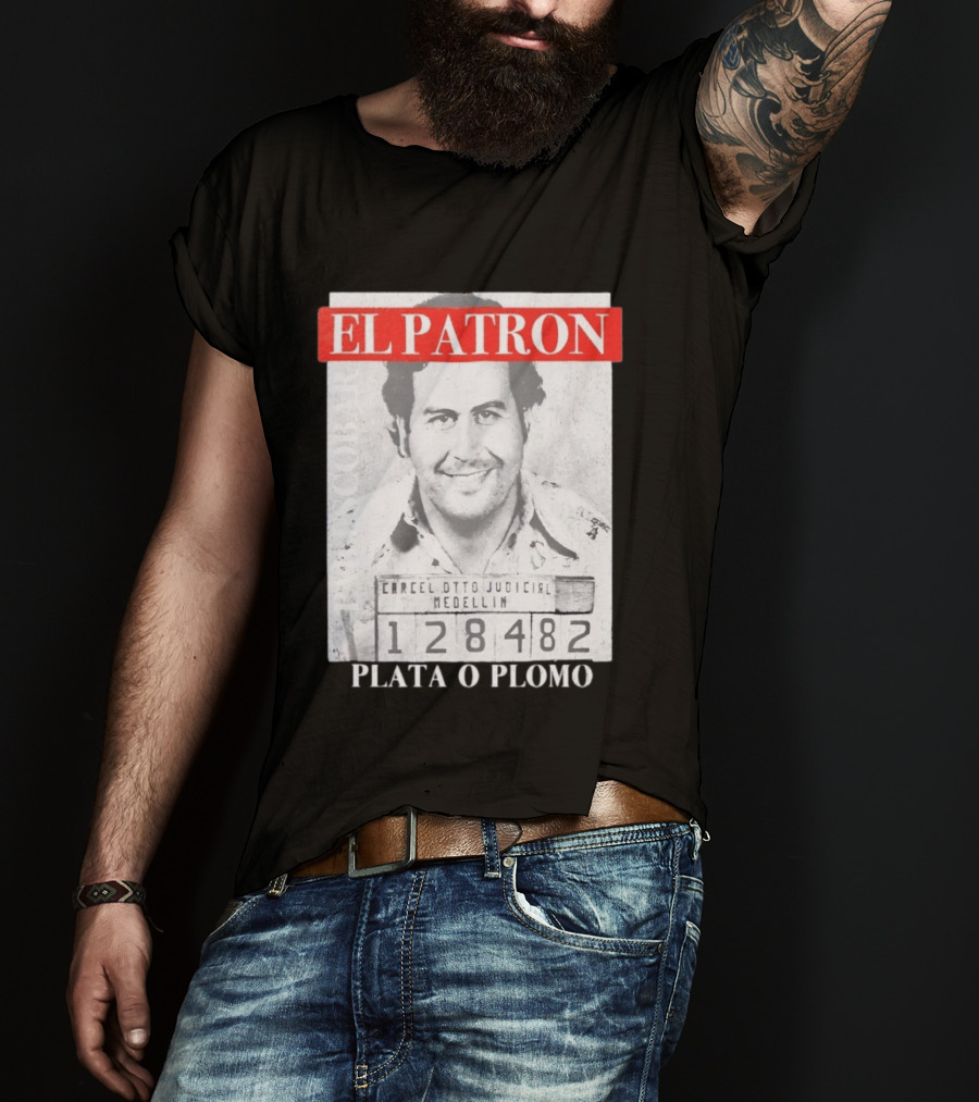 Pablo Escobar Shot El Patron Plata O Plomo Medellin 128482 T-Shirt