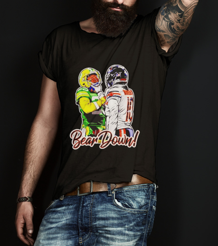 Aaron Rodgers Green Bay Packers Versus Luther Burden III Chicago Bears Bear Down Rivalry T-Shirt