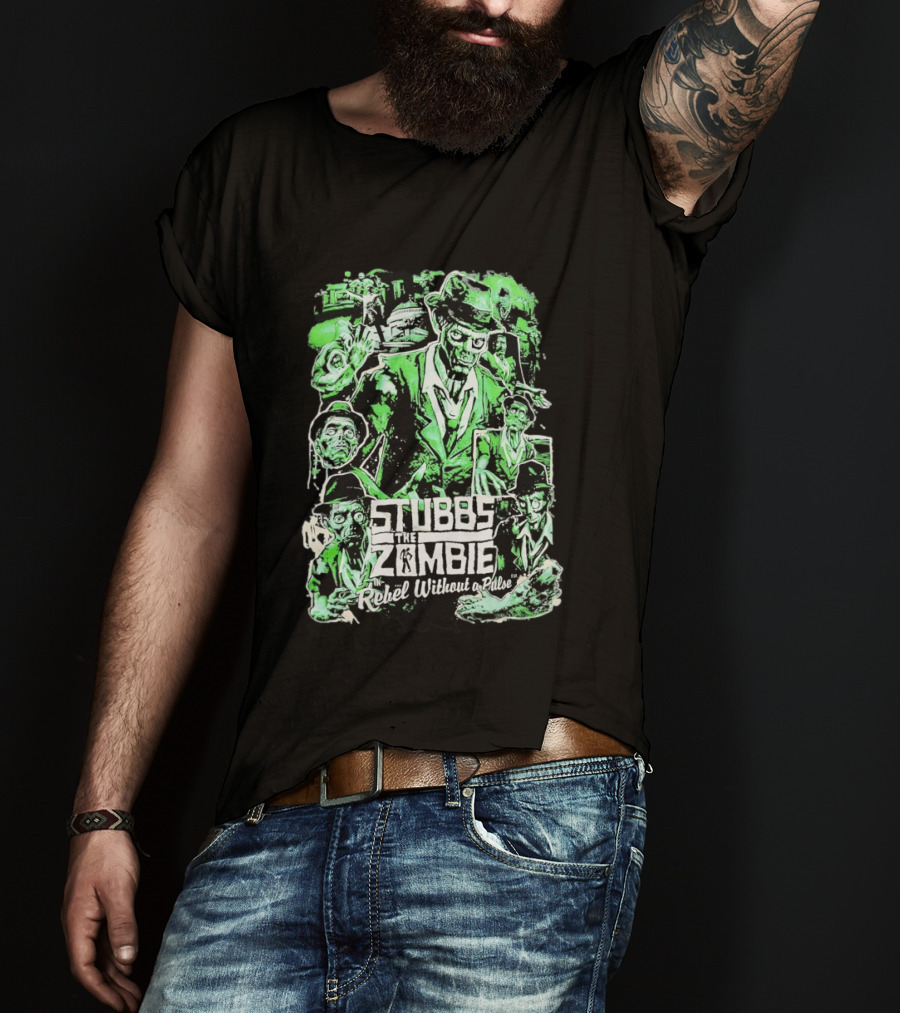 Stubbs The Zombie Rebel Without A Pulse Neon Green Horror Comic T-Shirt