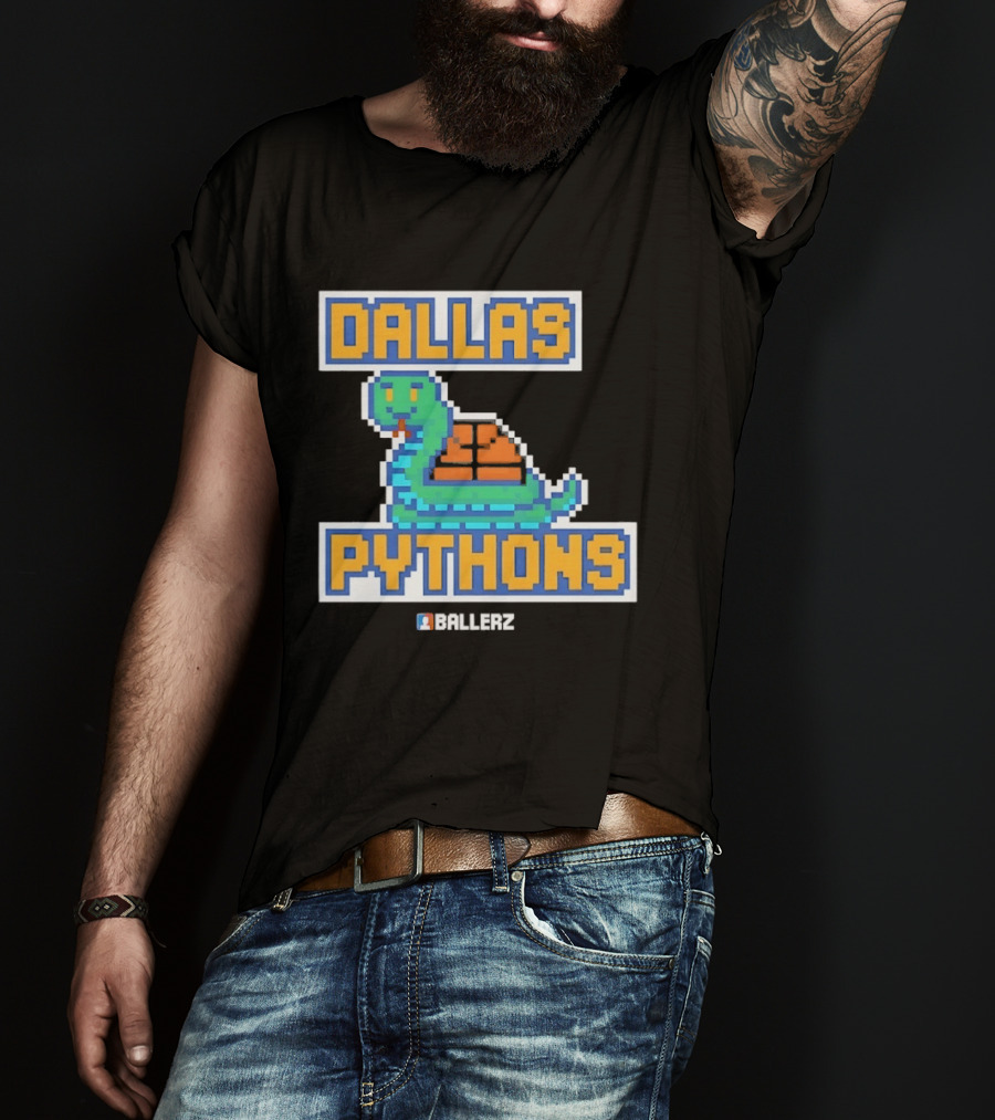 Dallas Pythons Ballerz Basketball Pixel Snake T-Shirt