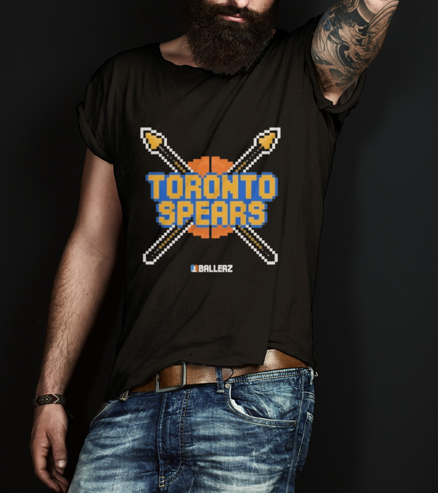 Toronto Spears Ballerz Basketball Pixel Icon Crossed Spears T-Shirt