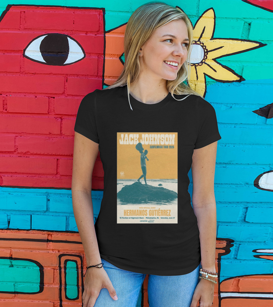 Jack Johnson Surfmusic Tour 2026 Philadelphia TD Pavilion With Special Guest Hermanos Gutiérrez June 27 T-Shirt