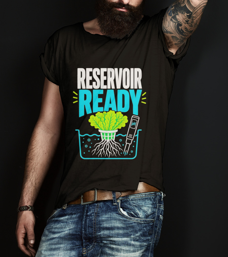 Reservoir Ready Hydroponic Lettuce Roots And Water PH Meter T-Shirt