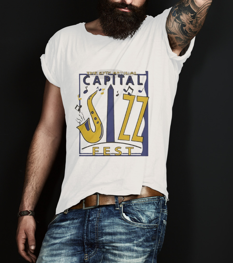67th Annual Capital Jazz Fest Washington DC Saxophone Music Notes Monuments T-Shirt