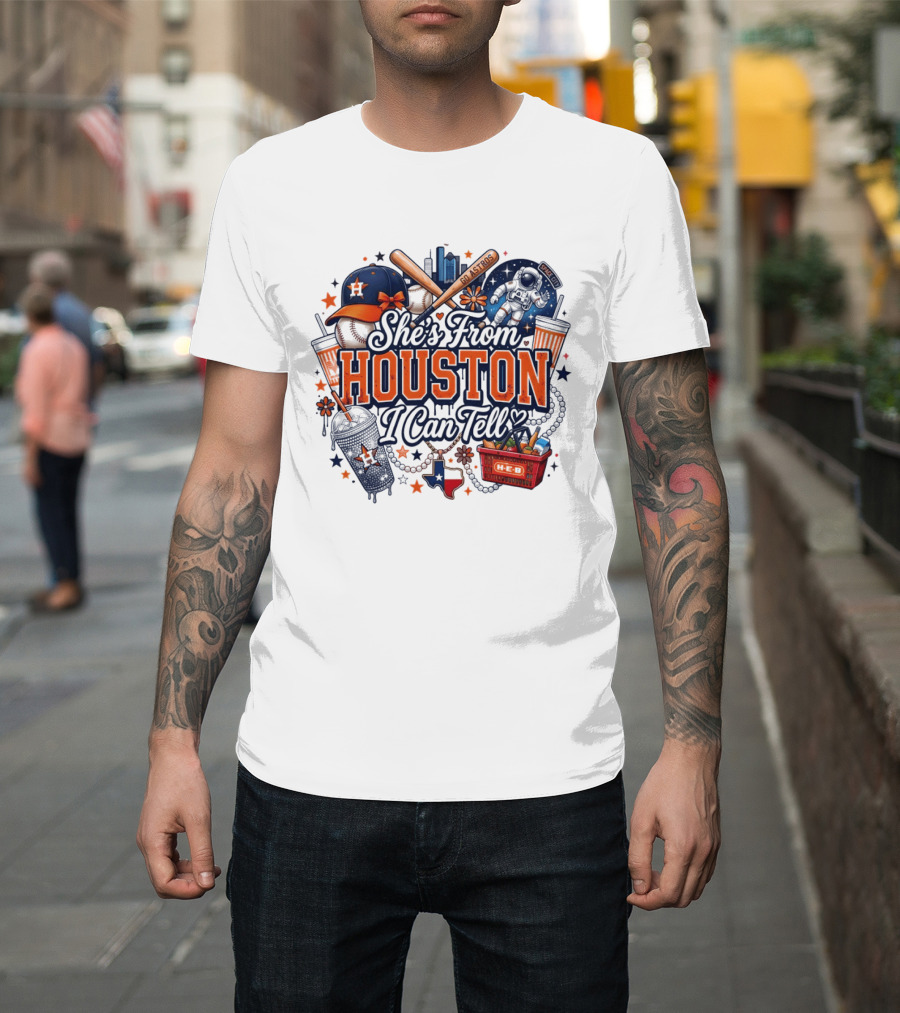 She's From Houston I Can Tell H Town Cowgirl Rodeo Astros Baseball T-Shirt