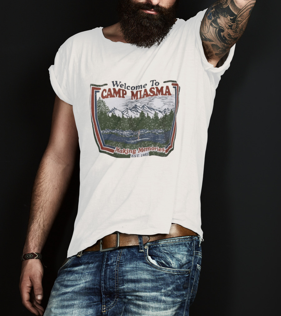 Welcome To Camp Miasma Making Memories Est 1983 Vintage Nature Scene T-Shirt