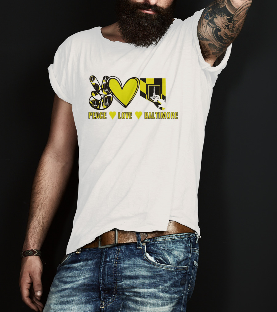 Peace Love Baltimore Maryland Flag Charm City T-Shirt