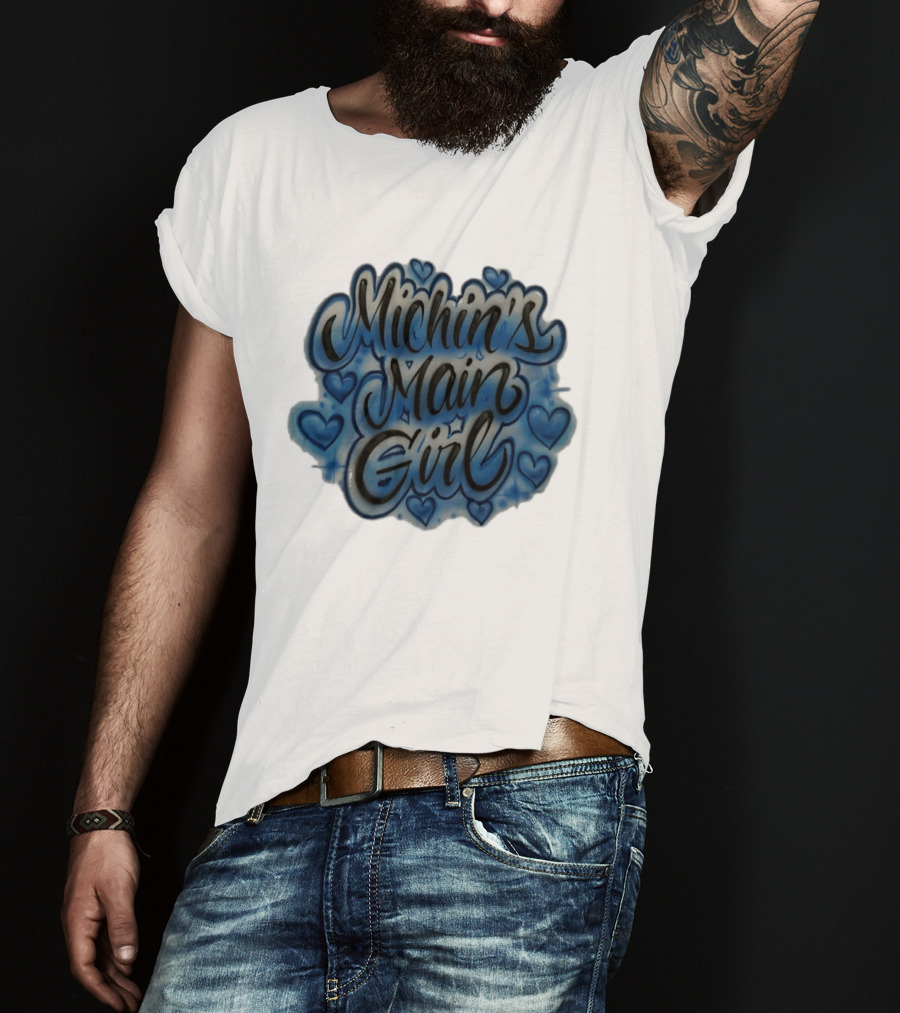Michin's Main Girl Blue Hearts Airbrush T-Shirt