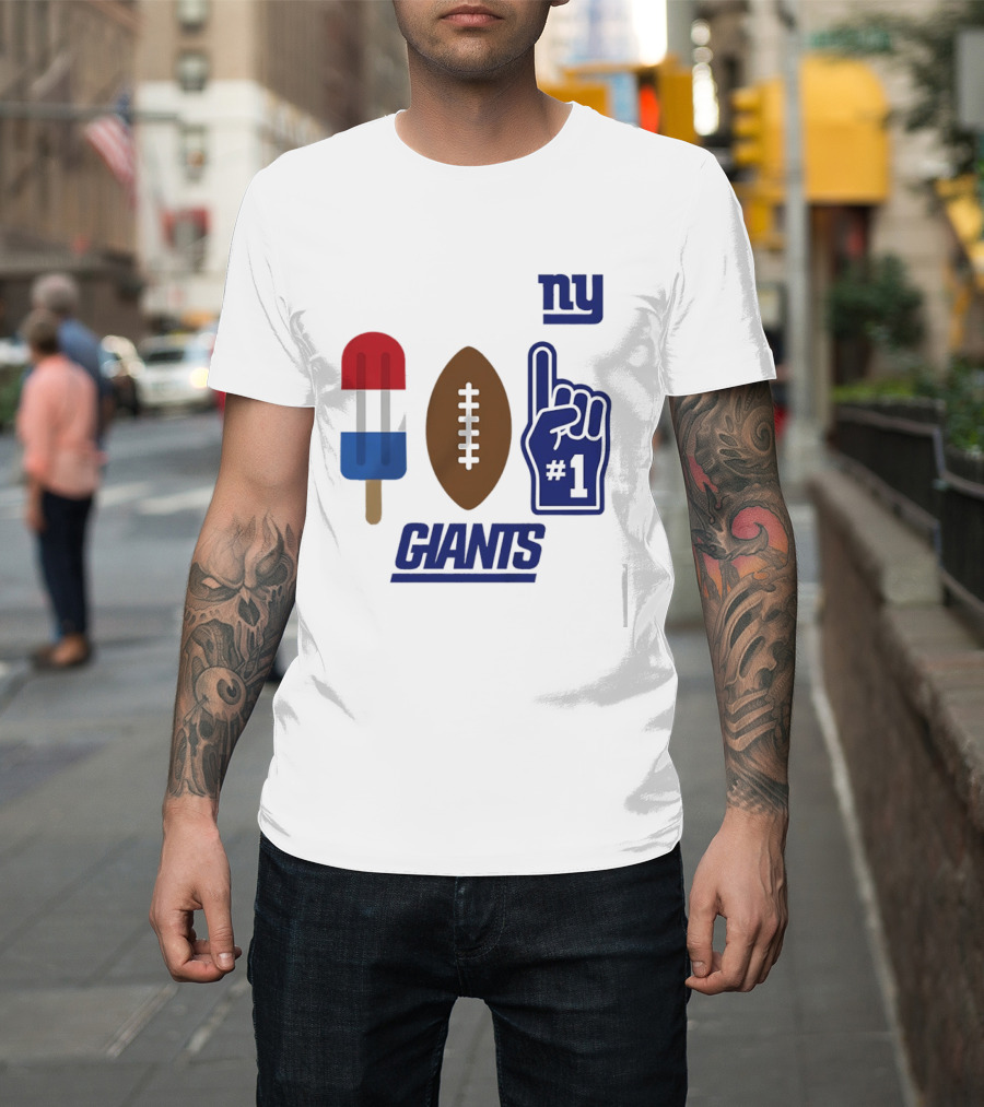 New York Giants Popsicle Football Foam Finger #1 Americana Pop 2026 Season T-Shirt
