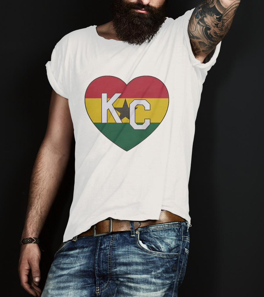 Ghana Flag Colors KC Heart T-Shirt