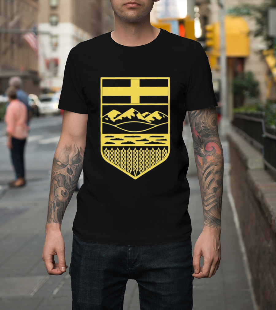Alberta Stands Free Canada Provincial Emblem Mountains Crest T-Shirt