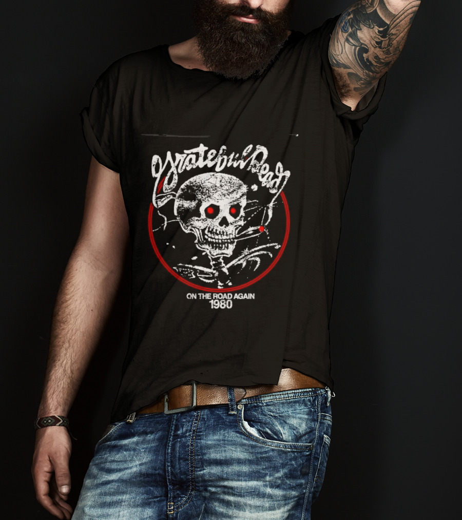 Grateful Dead 1980 Skull On The Road Again T-Shirt