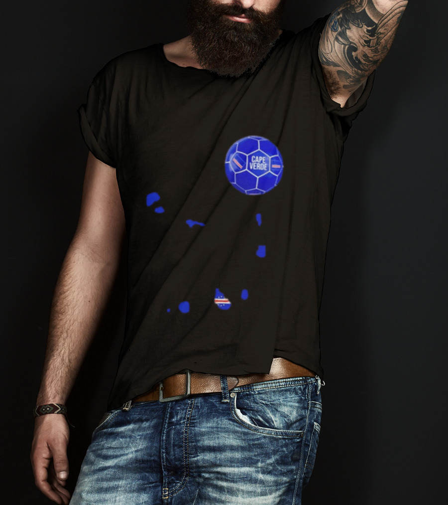 Cape Verde Soccer Pride Blue Football Map T-Shirt