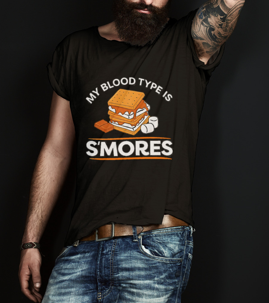 My Blood Type Is S'mores Marshmallow Camping Snack T-Shirt