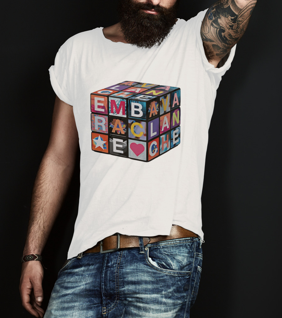 Avalanche Embrace Rubiks Cube Heart Star Colorful Letters T-Shirt