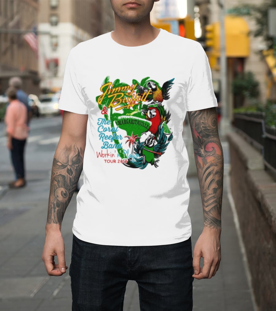 Jimmy Buffett Margaritaville Workin' And Playin' Tour 2015 Coral Reefer Band T-Shirt