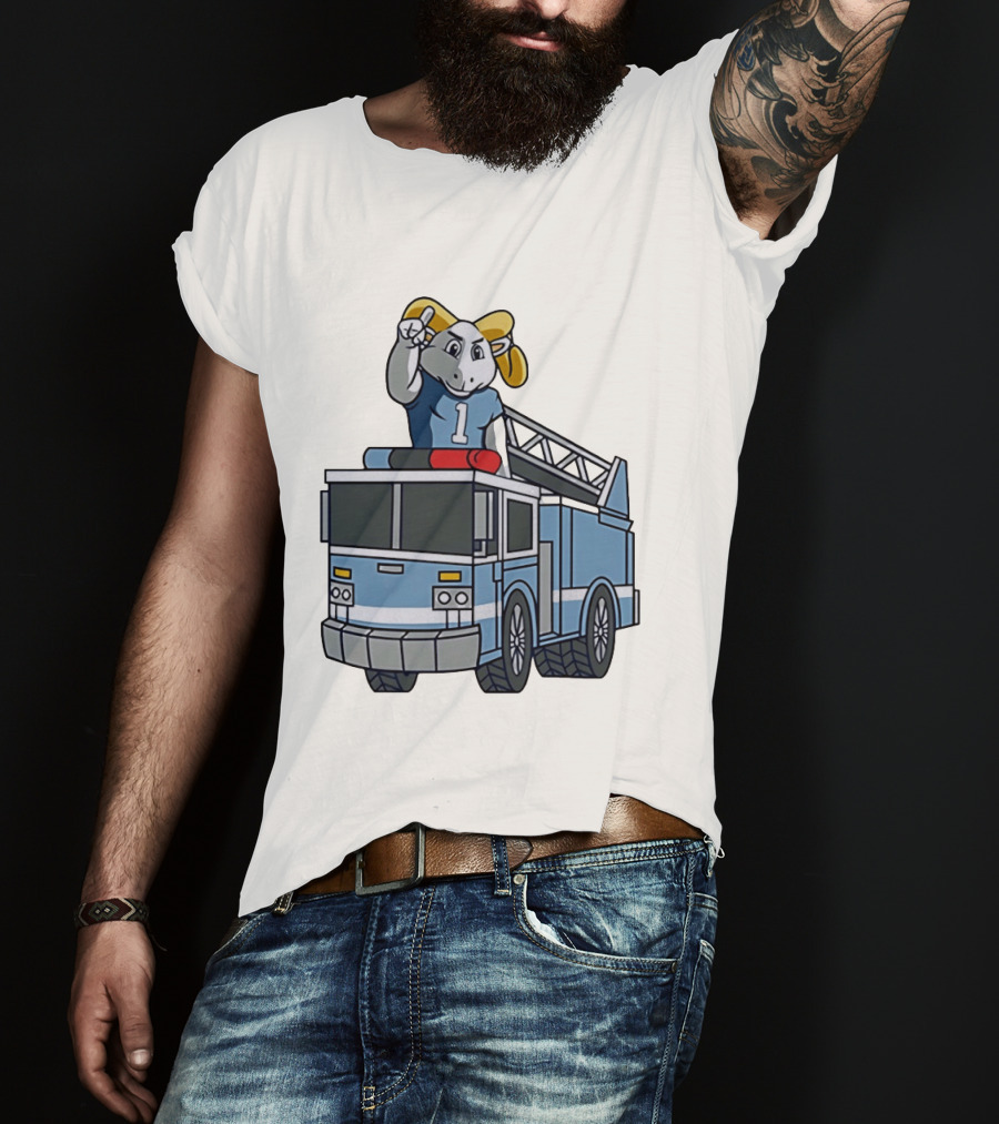 UNC Tar Heels Ram Mascot On Fire Truck Sports Team Merchandise T-Shirt