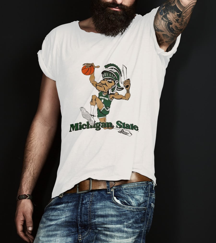 Michigan State Spartans Gruff Sparty Dunking Basketball T-Shirt