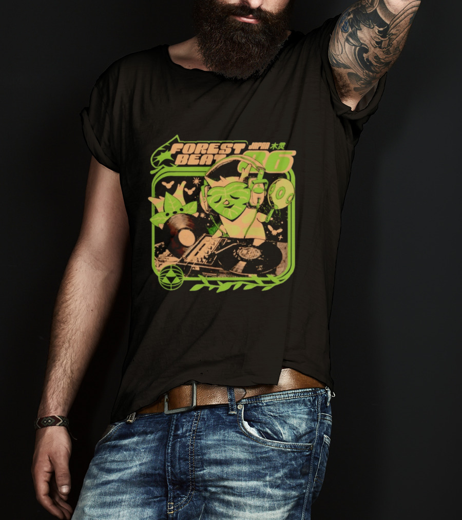 Forest Beat 06 Japan Music Vinyl Leaves Green Mask T-Shirt