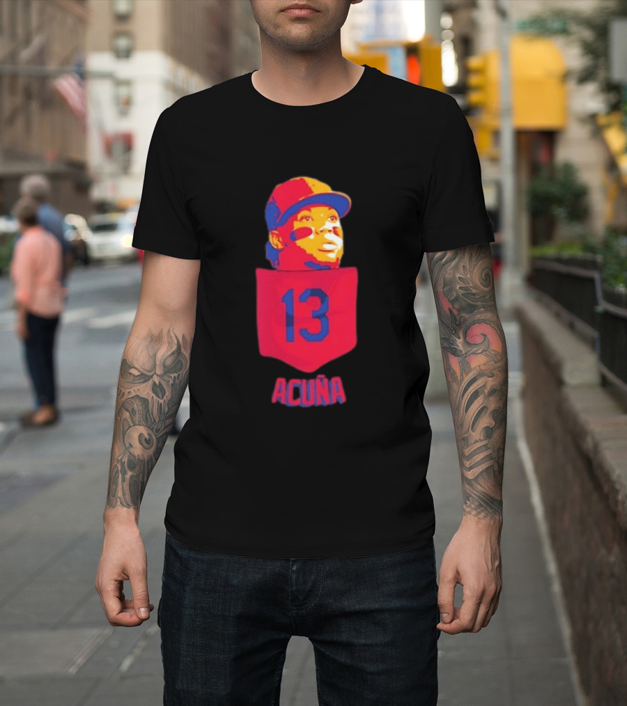 Ronald Acuna Jr 13 Atlanta Braves Baseball Player Pocket T-Shirt