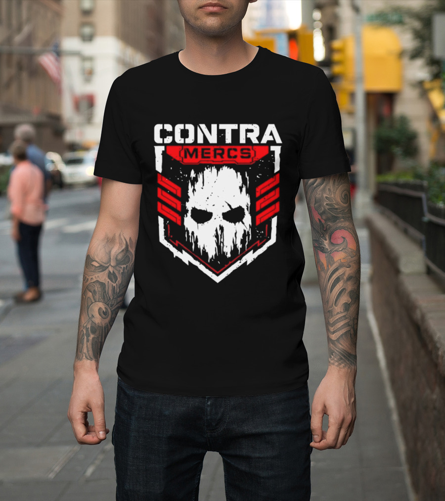 MLW Contra Mercs Skull Emblem Red Stripes T-Shirt