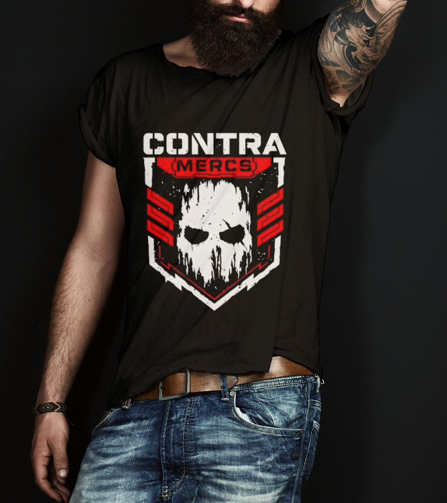 MLW Contra Mercs Skull Emblem Red Stripes T-Shirt