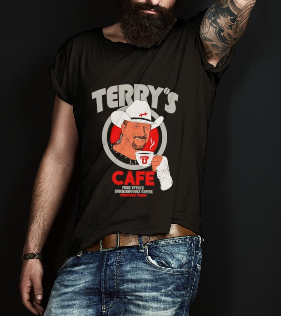 Terry's Cafe Terry Funk Funk U Coffee Cowboy Bandage T-Shirt