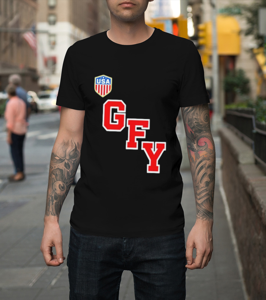 GFY USA Team Red Lettering And Shield T-Shirt