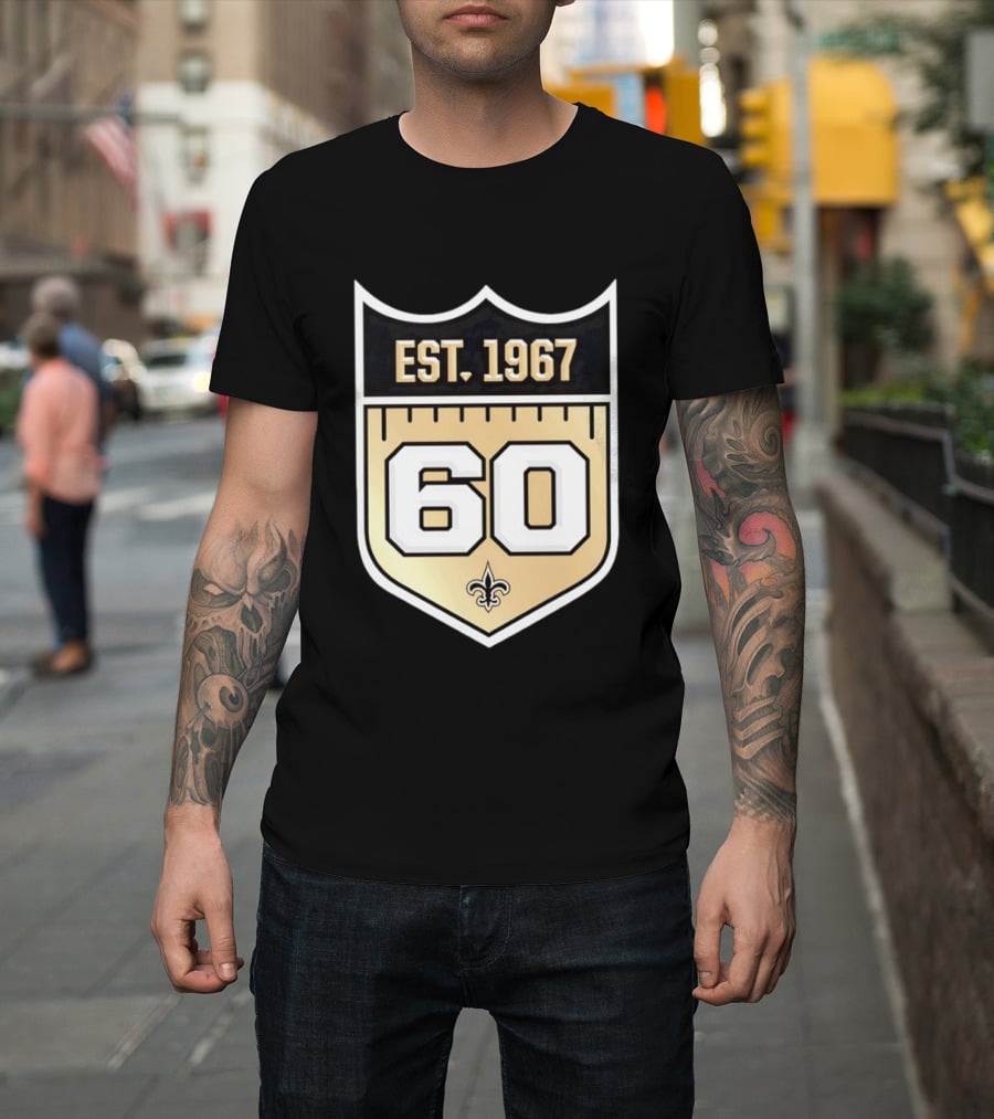 New Orleans Saints 60th Anniversary Est 1967 Fleur De Lis NFL Celebration T-Shirt
