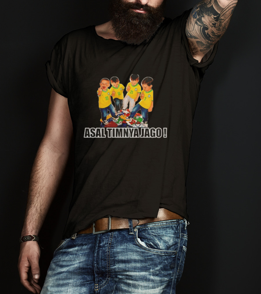 Brazil Football Kids Middle Finger Asal Timnya Jago Soccer Humor T-Shirt