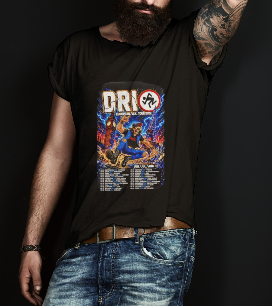 DRI European UK Tour 2026 Dirty Rotten Imbeciles Iconic Punk Artwork London Paris Venues Dates T-Shirt