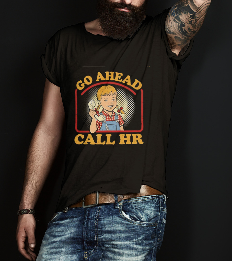 Go Ahead Call HR Funny Work Humor Overalls Checkered Girl T-Shirt