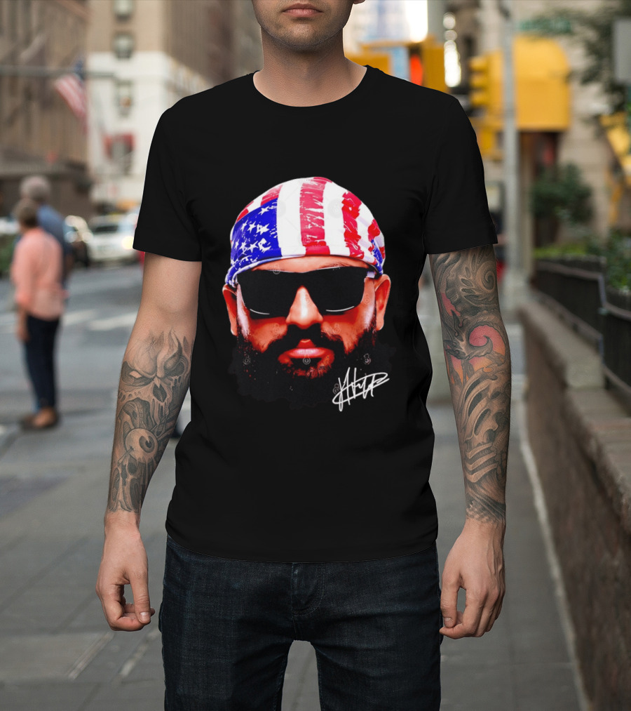 Josh Hokit American Flag Bandana UFC Signature T-Shirt