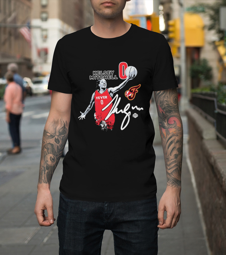 Kelsey Mitchell Indiana Fever 0 WNBA Player Signature T-Shirt