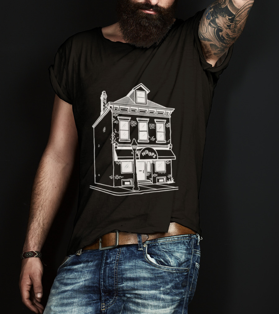 Hoops Sports Bar Reading Iconic Pub Building T-Shirt