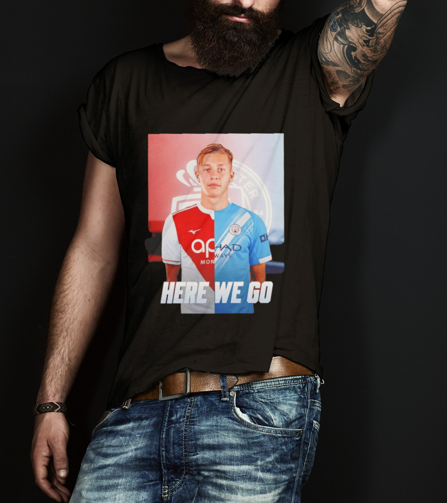 Mathys Detourbet Manchester City AS Monaco Transfer Here We Go T-Shirt