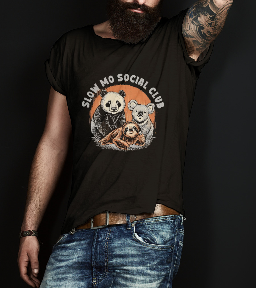 Panda Koala Sloth Slow Mo Social Club Fun Animal Trio T-Shirt