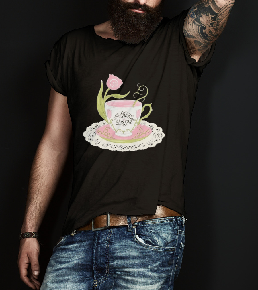 The Two Lips Teacup Floral Saucer Lace Doily T-Shirt