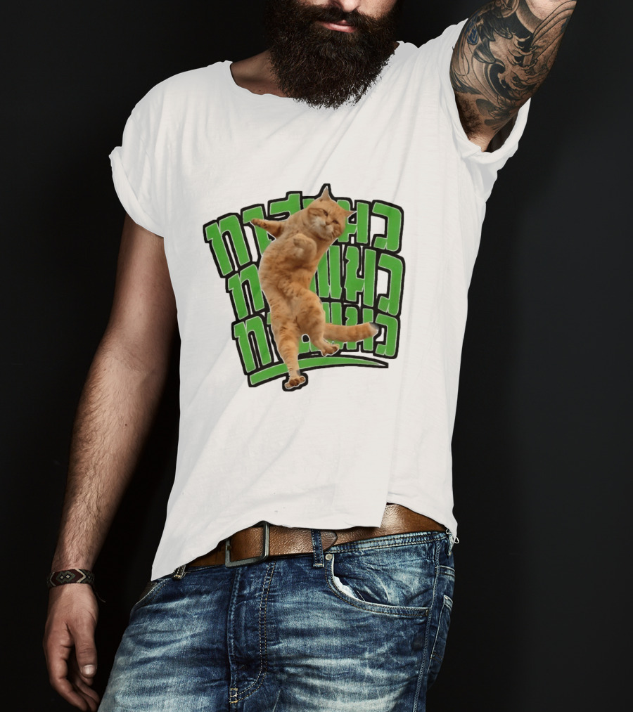 Cat Martial Arts Dance Hebrew T-Shirt