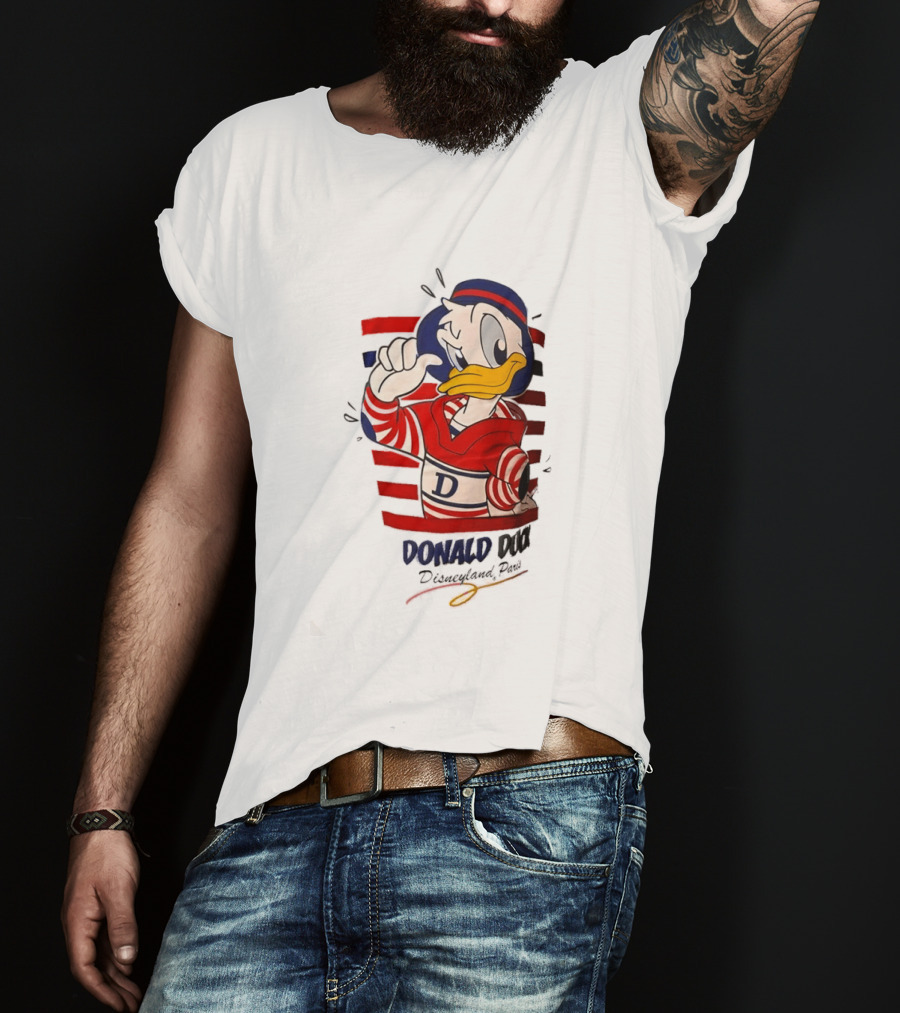 Donald Duck Disneyland Paris Red And White Striped Outfit T-Shirt