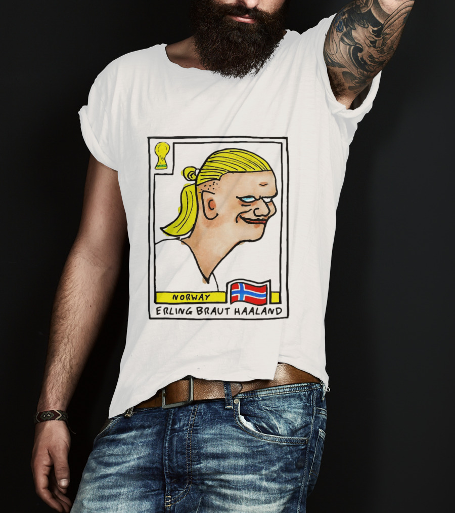 Norway Erling Braut Haaland Caricature Football Trading Card T-Shirt