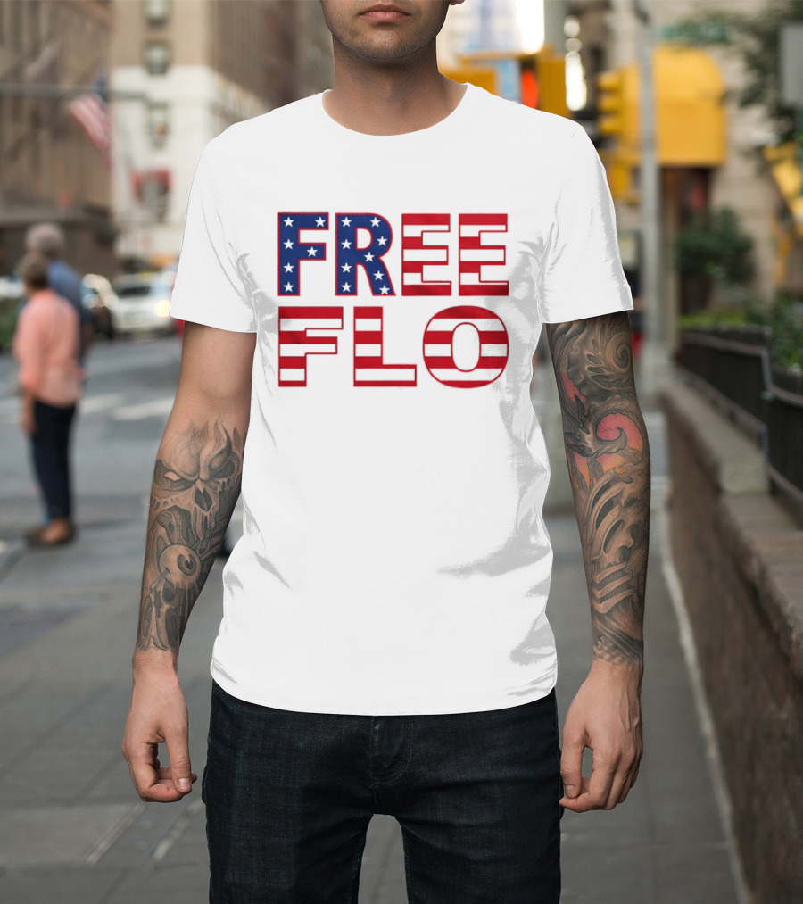 Free Flo USA Flag Stars Stripes Patriotic T-Shirt