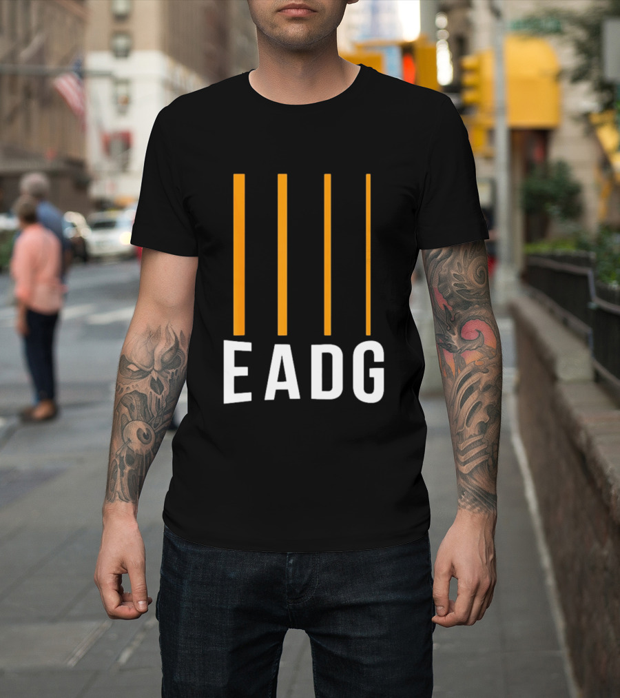 EADG Bass Guitar Four Strings Musician Vertical Lines T-Shirt