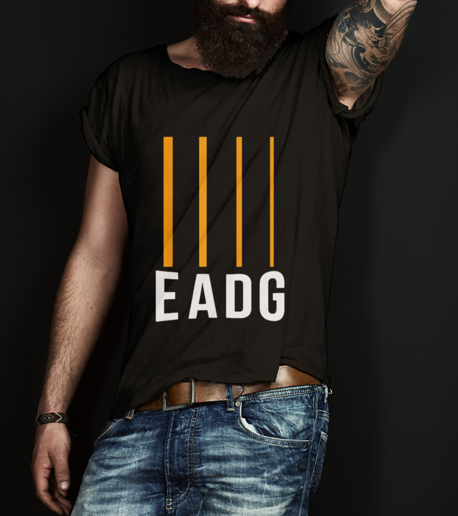 EADG Bass Guitar Four Strings Musician Vertical Lines T-Shirt