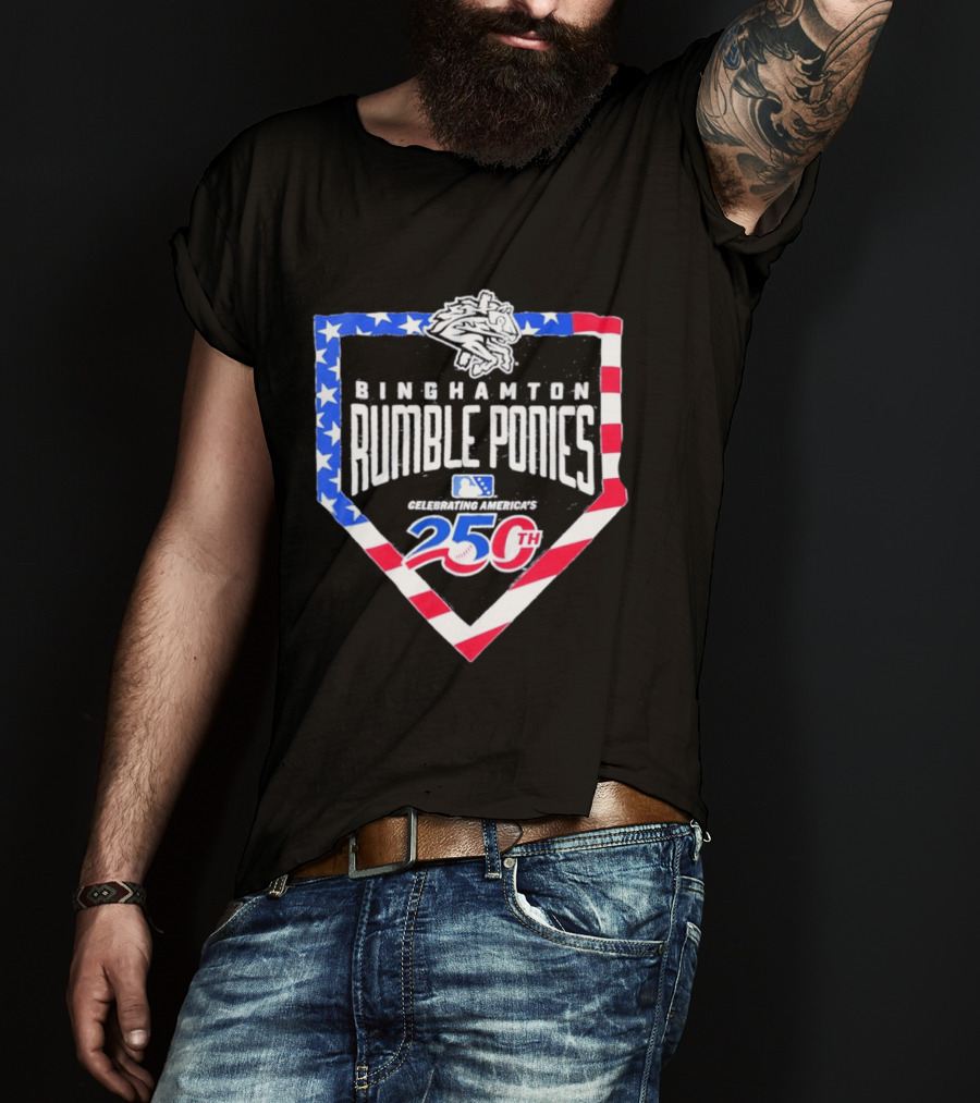 Binghamton Rumble Ponies Celebrating America 250th Anniversary MLB Stars And Stripes T-Shirt